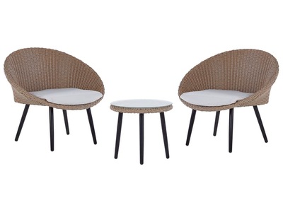 Beliani, Bistro Set aus PE Rattan Modern ORTIGIA Bistro Set aus PE Rattan Modern ORTIGIA, Beliani - Bistro Set aus PE Rattan Boho ORTIGIA, One Size, Baumnuss