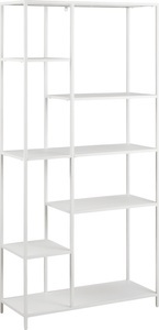 Actona, Actona - Regal - Weiss, Bücherregal Metall rau weiss matt 6 Boden 79.5x165