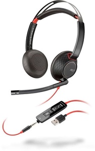 POLY, Poly Blackwire 5220 USB-A-Headset, Plantronics Kopfhörer Blackwire C5220 Schwarz, Rot