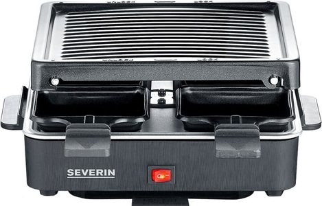 Severin, Severin 2370 Raclette Antihaftbeschichtung, 4 Pfännchen, Grillfunktion Schwarz, SEVERIN, Fondue und Raclette, Severin RG2370 Fondue und Raclette, Produkte & Wohnen