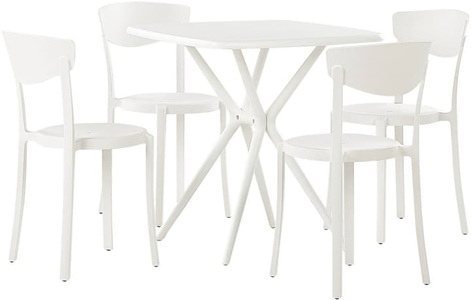 Beliani, Beliani Gartenmöbel Set Kunststoff weiss 4-Sitzer SERSALE / VIESTE Gartenlounge, Beliani - Garten-Essgruppe für 4 Personen aus Kunststoff Modern SERSALE/VIESTE, One Size, Weiss Bunt