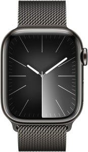 Apple, APPLE Watch Series 9 (GPS + Cellular, Edelstahl) 41 mm - Smartwatch (Stufenlos verstellbar, Edelstahl, Graphit/Graphit), Apple Smartwatch »Series 9, GPS + Cellular, Edelstahl-Gehäuse mit Milanaise Armband«, (Watch OS 10)