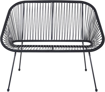 Beliani, Beliani Gartenbank Rattan schwarz 114 cm ACAPULCO, Beliani - Gartenbank aus PE Rattan Boho ACAPULCO II, One Size, Schwarz