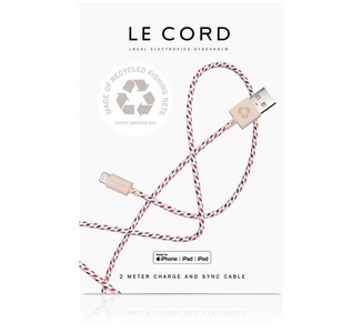 Le Cord, Le Cord - Ladekabel CHARGER - Textil - dunkelblau/weiss/rot - 200 cm, 