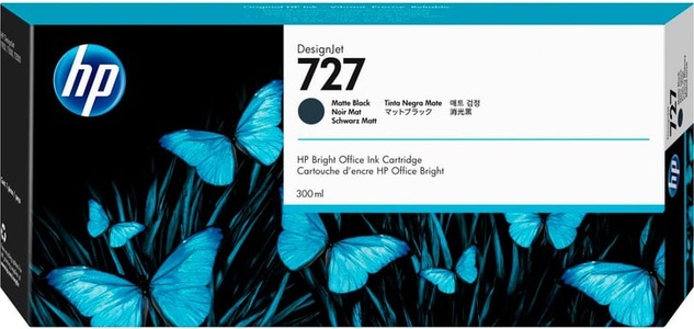 Hp, HP 727 Mattschwarz DesignJet Druckerpatrone, 300 ml, HP 727 Original Tintenpatrone C1Q12A Matt Schwarz