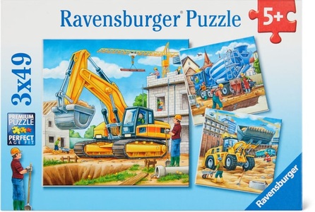 Ravensburger, RAVENSBURGER Puzzle 3x49 Teile Grosse Baufahrzeuge, Ravensburger Kinderpuzzle - 09226 Grosse Baufahrzeuge - Puzzle für Kinder ab 5 Jahren mit 3x49 Teilen