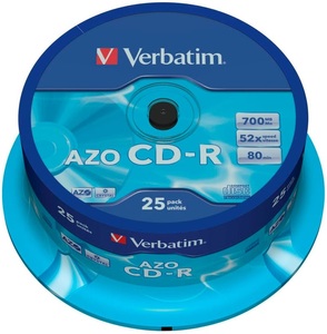 Verbatim, CD-R 700 MB, CD-Rohlinge, Verbatim CD-R, 700MB, 80MIN, 52x, crystal, 43352, (25er Spindel)