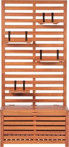 Beliani, Beliani Gartenbank Akazienholz hellbraun 80 cm mit Stauraum Wandpaneel MATINO