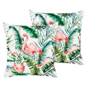 Beliani, Kissen 2er Set aus Polyester Modern ELLERA Kissen 2er Set aus Polyester Modern ELLERA, Beliani - Gartenkissen 2er Set aus Polyester Modern ELLERA, One Size, Weiss Bedruckt