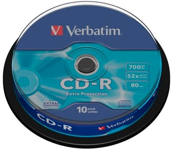 Verbatim, Verbatim Cd-R Extra Protection - Cd-R (), Verbatim CD-R, 700MB, 80MIN, 52x, 43437, (10er Spindel)