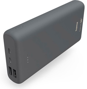 HAMA, Hama Supreme 24HD Powerbank 24000 mAh LiPo USB-A, USB-C® Dunkelgrau, HAMA Supreme 24HD - Powerbank (Grau)