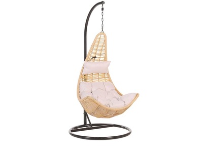 Beliani, Beliani ATRI II Hängesessel, Beliani - Hängesessel mit Gestell aus PE Rattan Retro ATRI II, One Size, Nude