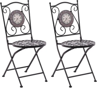 Beliani, Beliani Gartenstuhl Eisen schwarz Mosaik 2er Set zusammenklappbar CARIATI, 