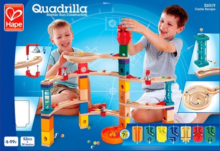 Hape Murmelbahn QUADRILLA AUS DER BURG ENTKOMMEN 102-teilig aus Holz