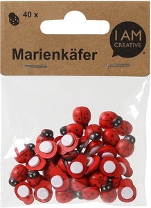 undefined, Marienkäfer selbstklebend 1 x 1.3 cm rot, 40 Stk., 