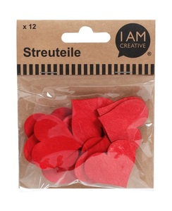 undefined, Streuteile Herz rot, 12 S, 