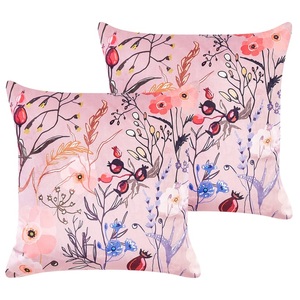 Beliani, Kissen 2er Set aus Samtstoff Modern ANEMONES Kissen 2er Set aus Samtstoff Modern ANEMONES, Beliani - Dekokissen 2er Set aus Samtstoff Modern ANEMONES, One Size, Puderrosa