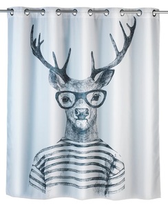 undefined, Duschvorhang Mr. Deer Flex schwarz-weiss, WENKO Duschvorhang »Mr. Deer«, Höhe 180 cm