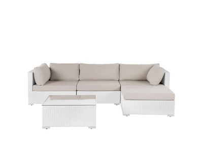 Beliani, Beliani Lounge Set Rattan weiss 4-Sitzer SANO II, 