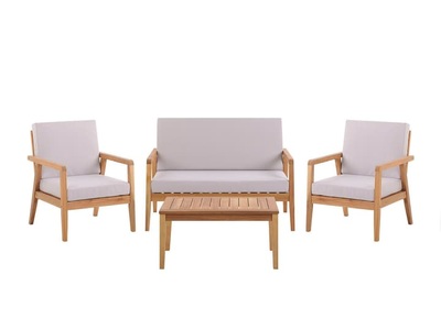 Beliani, Beliani FERENTINO Gartenlounge, Beliani - Lounge Set mit Tisch aus Akazienholz Retro PALLANO, One Size, Taupe