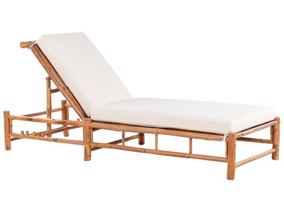 Beliani, Beliani Ligure Sonnenliege, Beliani - Liege aus Bambusholz Boho LIGURE, One Size, Schneeweiss