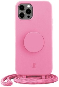 POPSOCKETS, PopSockets - (by Just Elegance) iPhone 12 / iPhone 12 Pro PopGrip 3in1 Necklace Gummi Hülle + Handykette (150cm) + PopSockets (30158) - Pastel Pink, 
