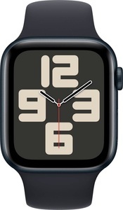 Apple, APPLE Watch SE (GPS + Cellular) 44 mm - Smartwatch (S/M 140-190 mm, Fluorelastomer, Mitternacht/Mitternacht), Apple Watch SE GPS + Cellular, 44mm, Midnight mit Midnight Sport BandS/M ? Midnight