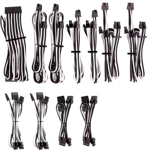Corsair, Netzteilkabel Premium Pro-Kit Typ 4 Gen 4, 20-teilig, Corsair Stromkabel Premium Pro-Kit Typ 4 Gen 4 Schwarz/Weiss