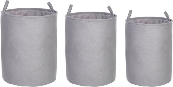 Beliani, Accessoires Aus Polyester Klassisch Archa Unisex, Beliani - Aufbewahrungskorb 3er Set aus Polyester Klassisch ARCHA, One Size, Taubengrau