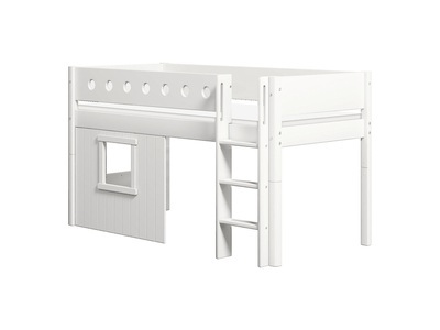 FLEXA, Halbhochbett mit Baumhaus WHITE, Halbhochbett mit Baumhaus WHITE