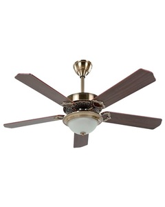 Beliani, Deckenventilator Aus Metall Retro Begej Unisex, Beliani - Deckenventilator mit Licht aus MDF-Platte Retro BEGEJ, Braun Leder, One Size