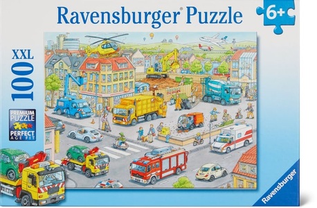 Ravensburger, RAVENSBURGER Puzzle 100 Teile Fahrzeuge in der Stadt, Ravensburger Kinderpuzzle - 10558 Fahrzeuge in der Stadt - Puzzle für Kinder ab 6 Jahren mit 100 Teilen im XXL-Format