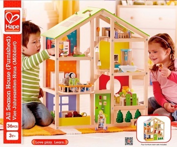 undefined, Hape Vier-Jahreszeiten Haus Möbliert, HAPE Großes Puppenhaus, möbliert mehrfarbig