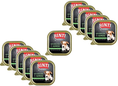 RINTI, Rinti Feinest mit Huhn & Gemüse 11x150g, Rinti Nassfutter Feinest Geflügel Pur & Gemüse, 11 x 150 g