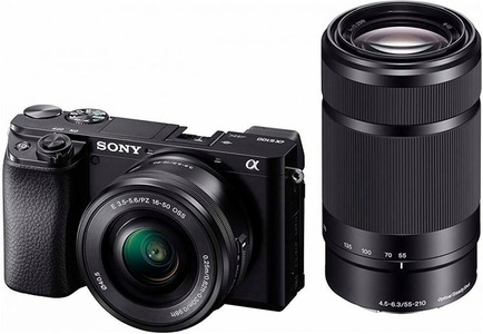 Sony, Sony Fotokamera Alpha 6100 KIT, SONY Alpha 6100 Body + E PZ 16-50 mm F3.5-5.6 OSS 55-210 F4.5-6.3 - Systemkamera Schwarz