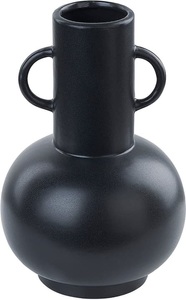 Beliani, Beliani Blumenvase Porzellan schwarz 26 cm PEREA Vase, Beliani - Blumenvase aus Porzellan Modern PEREA, One Size, Schwarz