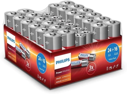 undefined, Alkaline Pack 24x AA + 16x AAA (40 Stück) Batterie, Philips Batterie Alkaline Pack 24x AA, 16x AAA 40 Stück