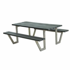 undefined, WEGA Kombimöbel, LxT 1770 x 1610 mm, grau, Gruppensitzbank für 6 Personen, LxT 1770 x 1610 mm, ReTex-Planken, grau
