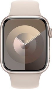 Apple, APPLE Watch Series 9 (GPS, Alu) 45 mm - Smartwatch (M/L 160-210 mm, Fluorelastomer, Polarstern/Polarstern), Apple Smartwatch »Series 9, GPS, Aluminium-Gehäuse mit Sportarmband«, Watch OS 10, 64 GB,)