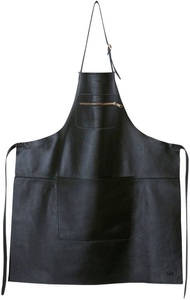 DUTCHDELUXES, DUTCHDELUXES - Schürze BBQ - Leder - schwarz - 64.5/78.5 cm, Küchenschürze leder schwarz Leder / Reißverschlusstasche - Dutchdeluxes schwarz en leder