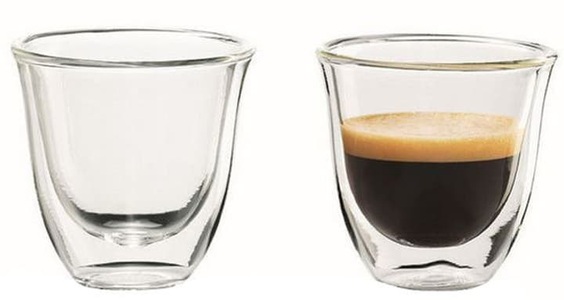 De Longhi, De Longhi 2er Set 60ml Espressotasse, De'Longhi Doppelwandige Espressogläser 90 ml 2erSet DLSC310