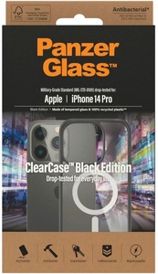PanzerGlass, ClearCase, Handyhülle, PanzerGlass MagSafe ClearCase Backcover Apple iPhone 14 Pro Transparent, Schwarz MagSafe kompatibel