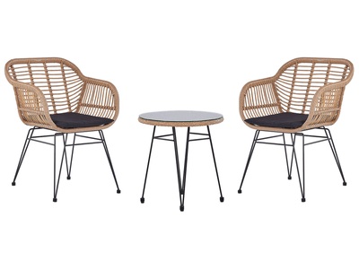 Beliani, Bistro Set aus PE Rattan Modern TROPEA II Bistro Set aus PE Rattan Modern TROPEA II, Beliani - Bistro Set aus PE Rattan Rustikal TROPEA II, One Size, Nude