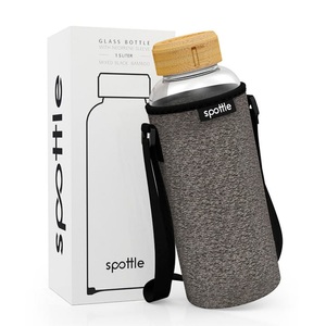 spottle, spottle Glasflasche Neoprenhülle Trinkflasche schwarz, Spottle Glasflasche mit Neoprenhülle 1.5 Liter schwarz meliert