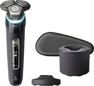 Philips, Philips Elektrorasierer »S9986/55«, Reinigungsstation, 3 St. Aufsätze, Pressure Guard Sensor, Flexible 360-Grad-Scherköpfe, Dual SteelPrecision Klingen, Philips Series 9000 S9986/55 Rasierer
