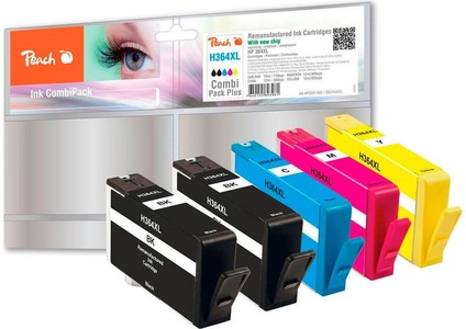 Peach, Peach Spar Pack Tintenpatronen kompatibel zu HP No. 364XL, Peach Tintenset HP Nr. 364XL Multipack+ C, M, Y, 2x BK