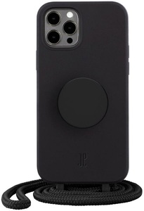 POPSOCKETS, PopSockets - (by Just Elegance) iPhone 12 / iPhone 12 Pro PopGrip 3in1 Necklace Gummi Hülle + Handykette (150cm) + PopSockets (30028) - Schwarz, 