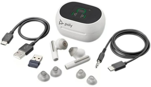POLY, Poly Voyager Free 60+ UC - True Wireless-Kopfhörer mit Mikrofon - im Ohr - Bluetooth - aktive Rauschunterdrückung - Adapter USB-A via Bluetooth, 