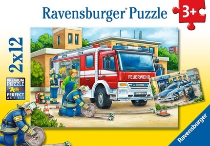 Ravensburger, RAVENSBURGER Puzzle 2x12 Teile Polizei und Feuerwehr, Puzzle Ravensburger Polizei und Feuerwehr 2 X 12 Teile