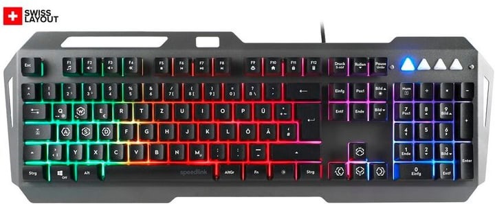 Speedlink, SPEEDLINK SL-670006-BK Lunera Rainbow - Gaming Tastatur (Schwarz), Speedlink LUNERA Rainbow Keyboard, Wired, Metal, black, CH-Layout, SL-670006-BK-CH